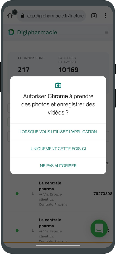 Une autorisation pourra vous être demandée