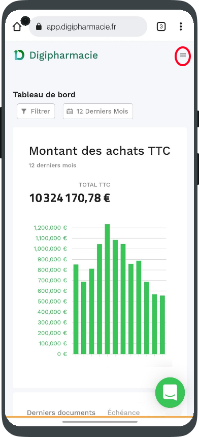 Sur la version "Mobile", le menu se trouve ici