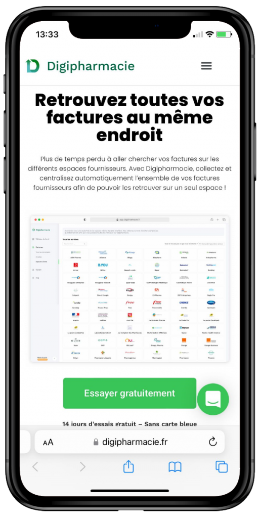 Ouvrez votre application Safari et rendez vous sur digipharmacie.fr