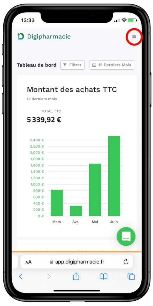 Sur la version "Mobile", le menu se trouve ici