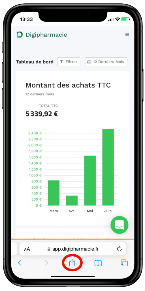 Ouvrez les paramètres de partage Safari